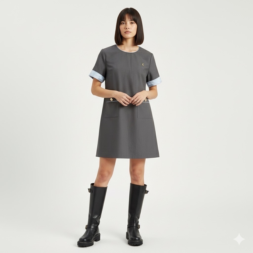 Saint Laurent Gray Short Sleeved Mini Dress Tunic Top - 6/S, made in Italy 🇮🇹